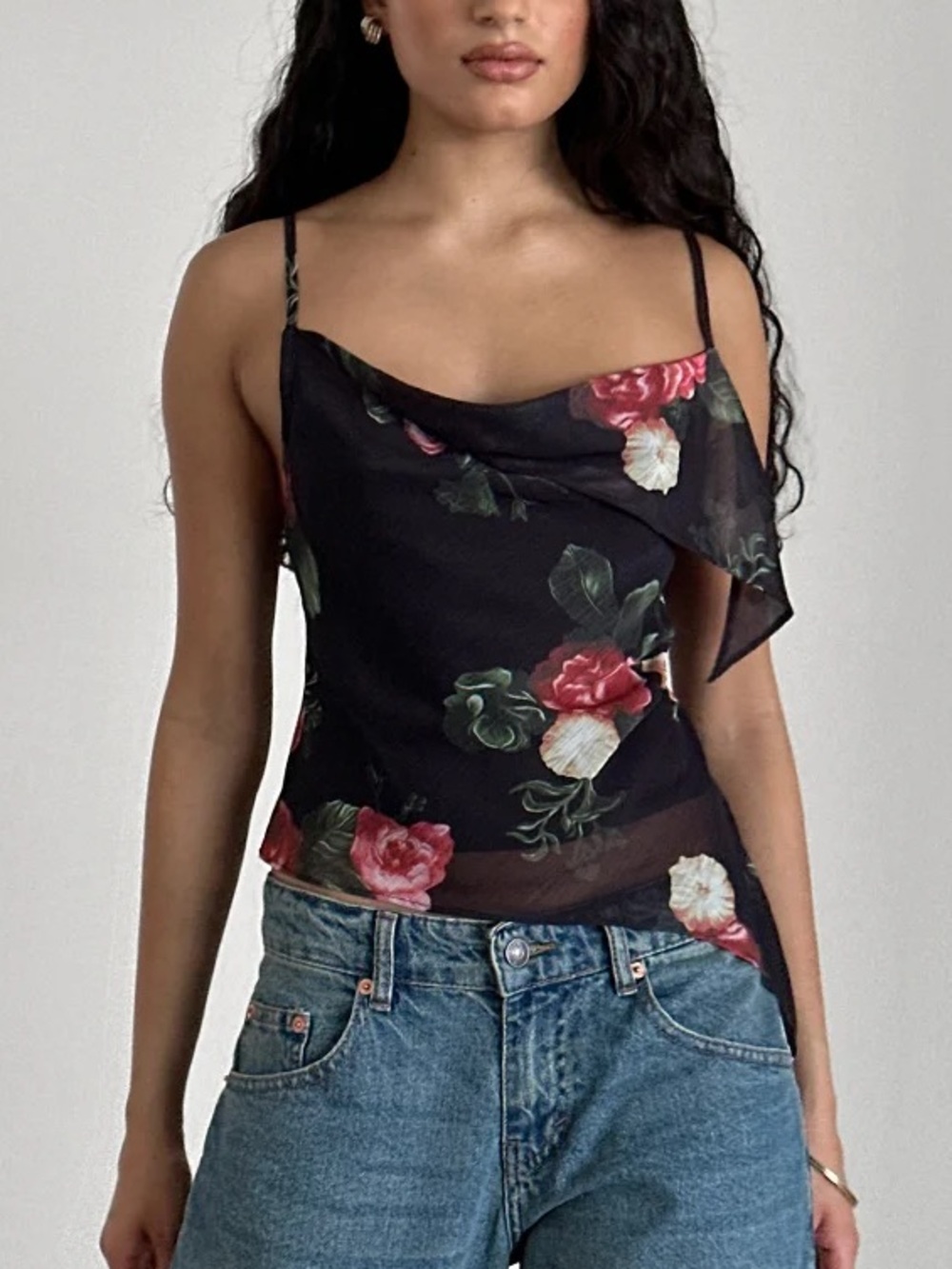 Motel Rocks Shahira Top in Renaissance Rose Black size extra small
